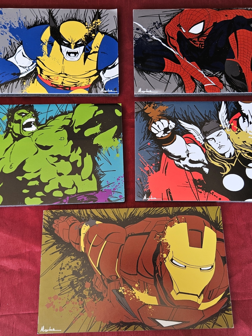 Marvel Comics MCU Studios Avengers 5 Characters Wall Art Set Spider-Man RARE
